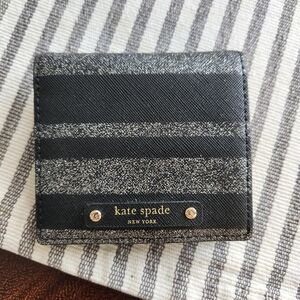 Kate Spade Black and Silver Striped Wallet